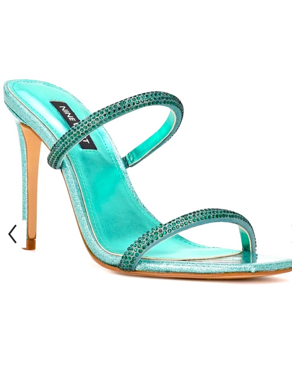 Aqua Teal Rhinestone Strap Heels